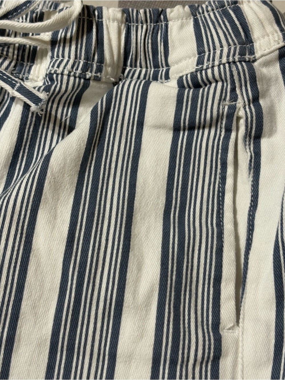 Luvamia High-Rise Wide Leg Barrel Pants-Navy & White Stripes - Picture 9 of 14